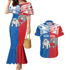 NRL Bulldogs and Dolphins Couples Matching Mermaid Dress and Hawaiian Shirt Sporty Style