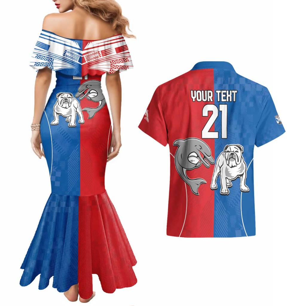 NRL Bulldogs and Dolphins Couples Matching Mermaid Dress and Hawaiian Shirt Sporty Style