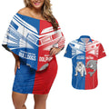 NRL Bulldogs and Dolphins Couples Matching Off Shoulder Short Dress and Hawaiian Shirt Sporty Style