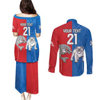 NRL Bulldogs and Dolphins Couples Matching Puletasi and Long Sleeve Button Shirt Sporty Style