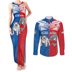 NRL Bulldogs and Dolphins Couples Matching Tank Maxi Dress and Long Sleeve Button Shirt Sporty Style