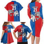 NRL Bulldogs and Dolphins Family Matching Long Sleeve Bodycon Dress and Hawaiian Shirt Sporty Style