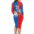 NRL Bulldogs and Dolphins Family Matching Long Sleeve Bodycon Dress and Hawaiian Shirt Sporty Style