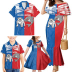 NRL Bulldogs and Dolphins Family Matching Mermaid Dress and Hawaiian Shirt Sporty Style