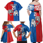 NRL Bulldogs and Dolphins Family Matching Off Shoulder Maxi Dress and Hawaiian Shirt Sporty Style