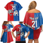 NRL Bulldogs and Dolphins Family Matching Off Shoulder Short Dress and Hawaiian Shirt Sporty Style