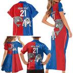 NRL Bulldogs and Dolphins Family Matching Short Sleeve Bodycon Dress and Hawaiian Shirt Sporty Style