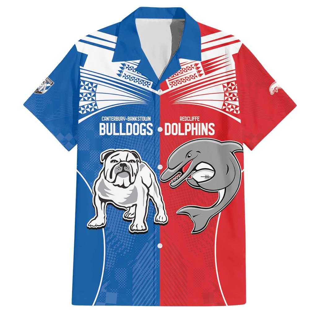 NRL Bulldogs and Dolphins Family Matching Short Sleeve Bodycon Dress and Hawaiian Shirt Sporty Style