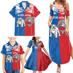 NRL Bulldogs and Dolphins Family Matching Summer Maxi Dress and Hawaiian Shirt Sporty Style
