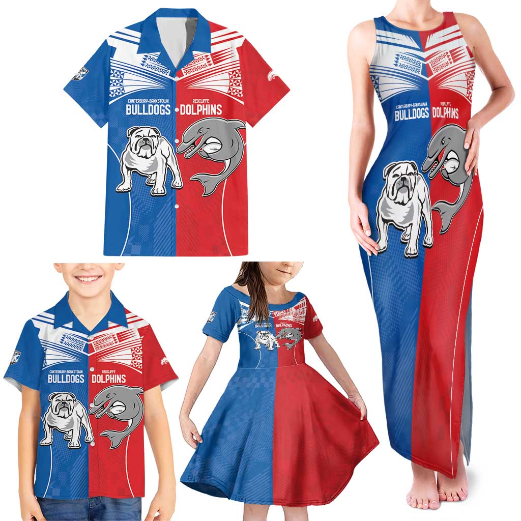 NRL Bulldogs and Dolphins Family Matching Tank Maxi Dress and Hawaiian Shirt Sporty Style