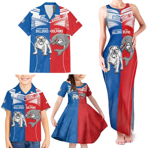 NRL Bulldogs and Dolphins Family Matching Tank Maxi Dress and Hawaiian Shirt Sporty Style