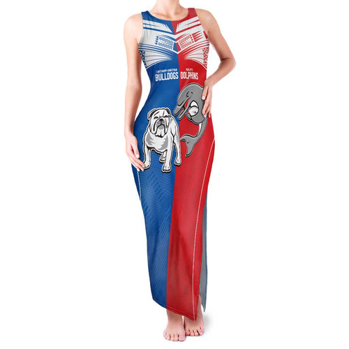 NRL Bulldogs and Dolphins Family Matching Tank Maxi Dress and Hawaiian Shirt Sporty Style
