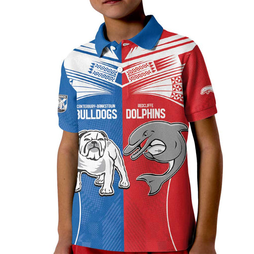 NRL Bulldogs and Dolphins Kid Polo Shirt Sporty Style