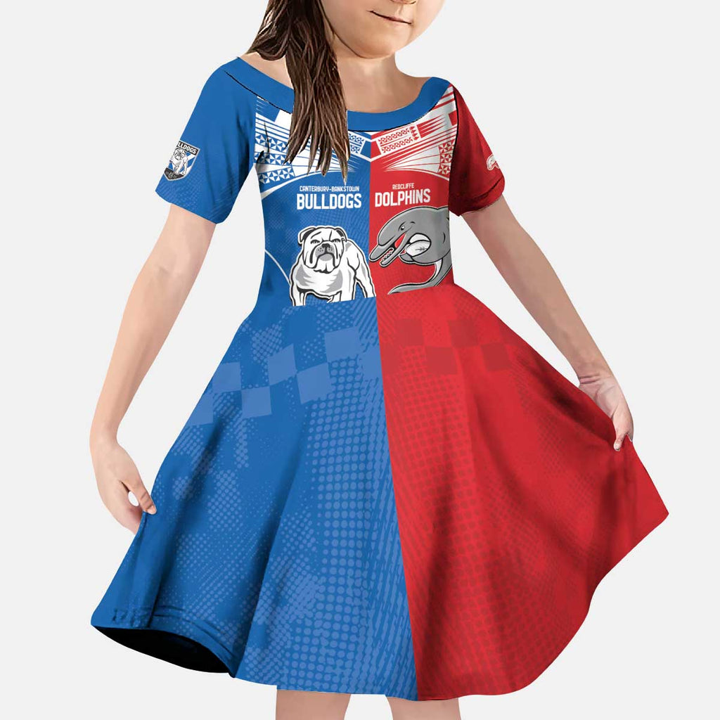NRL Bulldogs and Dolphins Kid Short Sleeve Dress Sporty Style