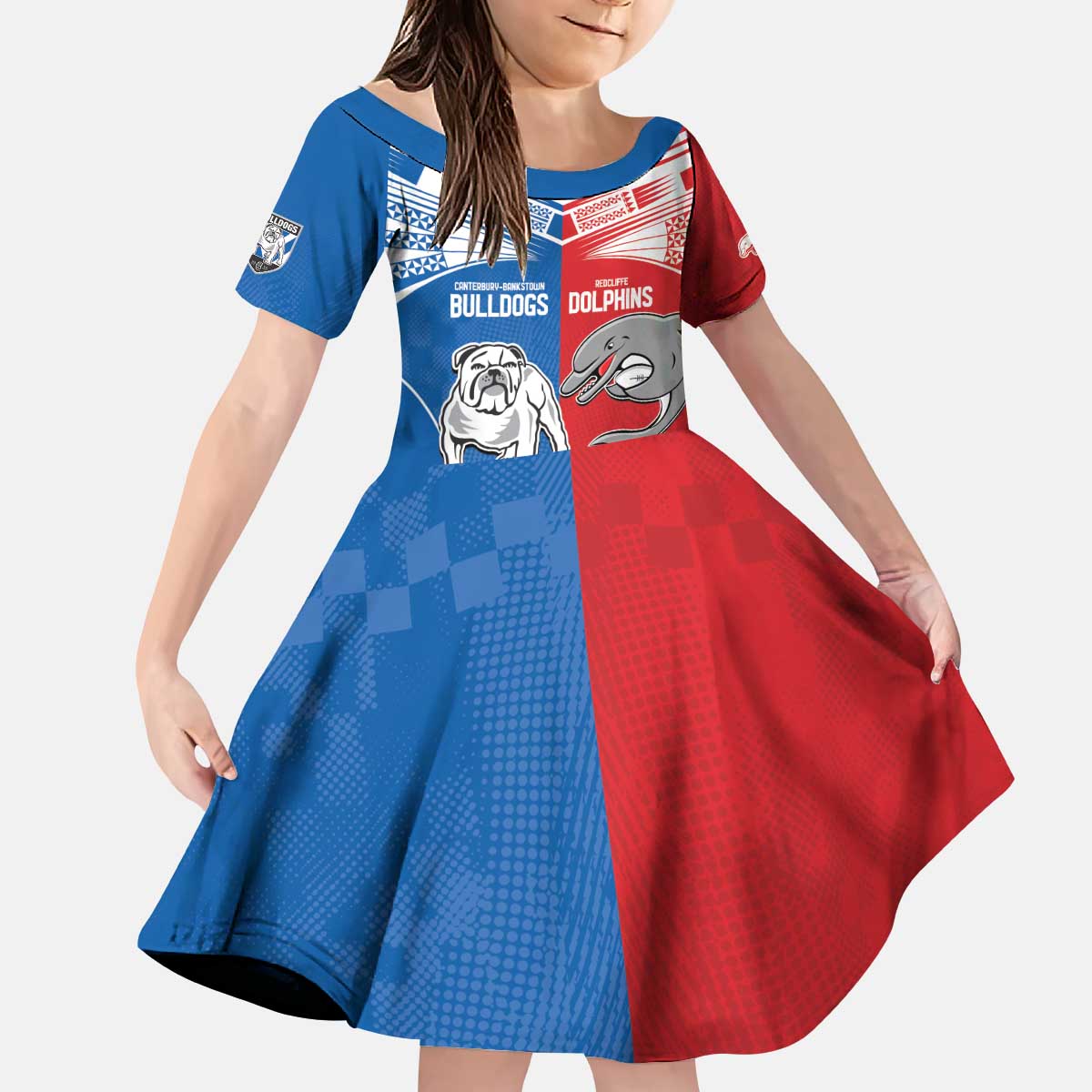 NRL Bulldogs and Dolphins Kid Short Sleeve Dress Sporty Style