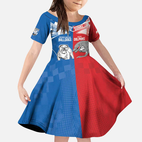 NRL Bulldogs and Dolphins Kid Short Sleeve Dress Sporty Style