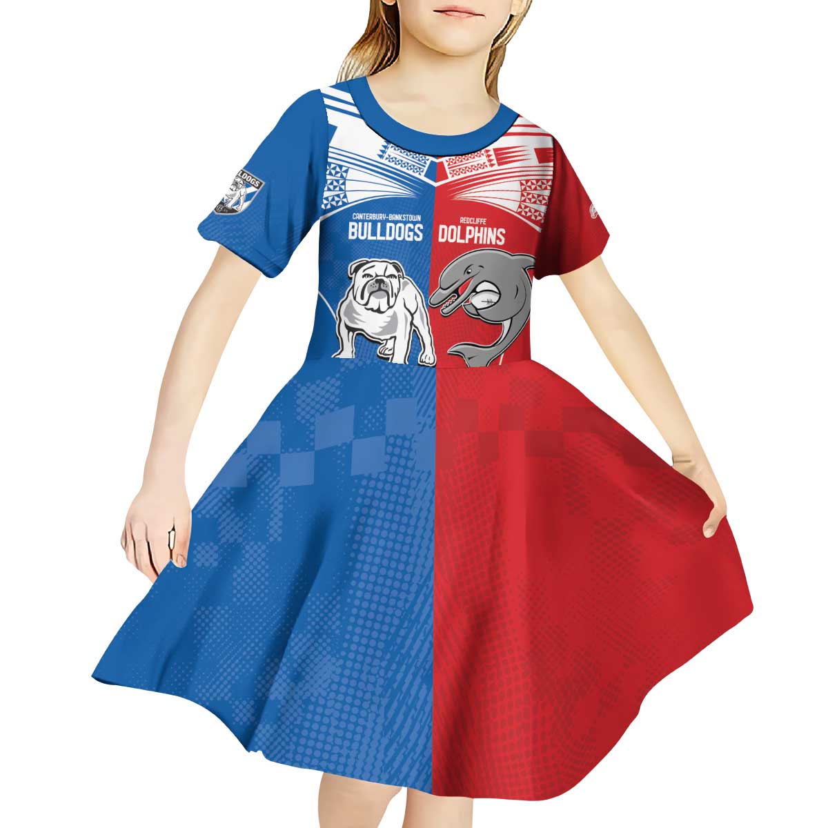 NRL Bulldogs and Dolphins Kid Short Sleeve Dress Sporty Style