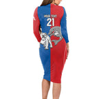 NRL Bulldogs and Dolphins Long Sleeve Bodycon Dress Sporty Style