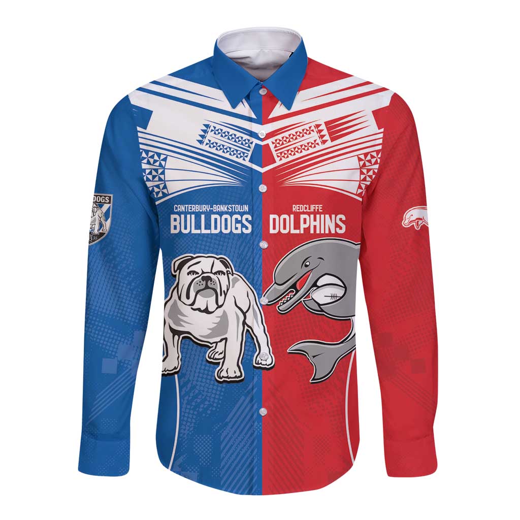NRL Bulldogs and Dolphins Long Sleeve Button Shirt Sporty Style