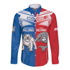 NRL Bulldogs and Dolphins Long Sleeve Button Shirt Sporty Style