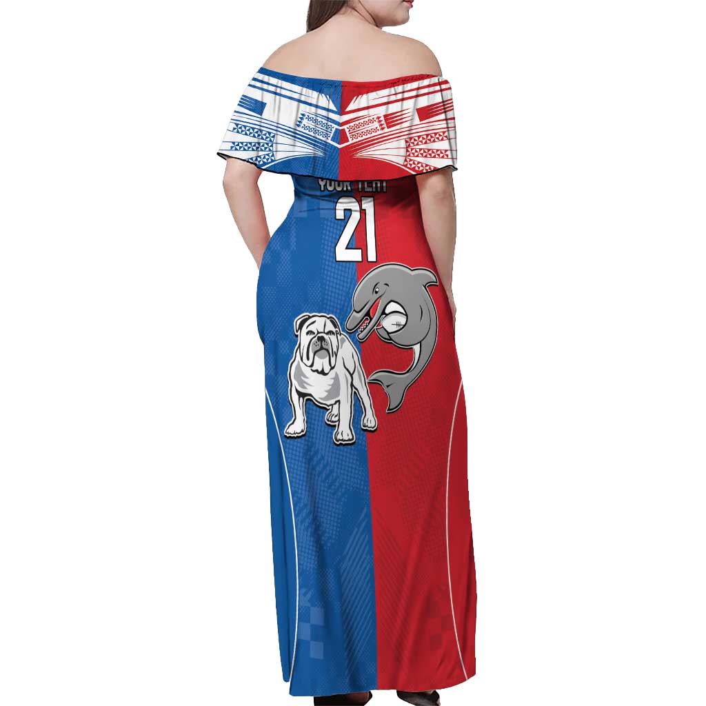 NRL Bulldogs and Dolphins Off Shoulder Maxi Dress Sporty Style