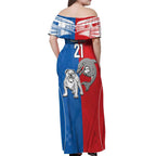 NRL Bulldogs and Dolphins Off Shoulder Maxi Dress Sporty Style