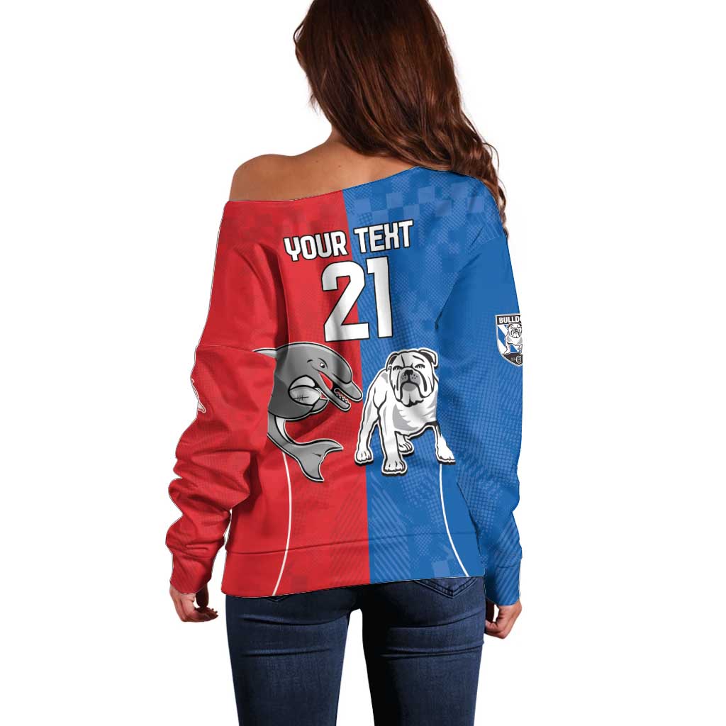 NRL Bulldogs and Dolphins Off Shoulder Sweater Sporty Style