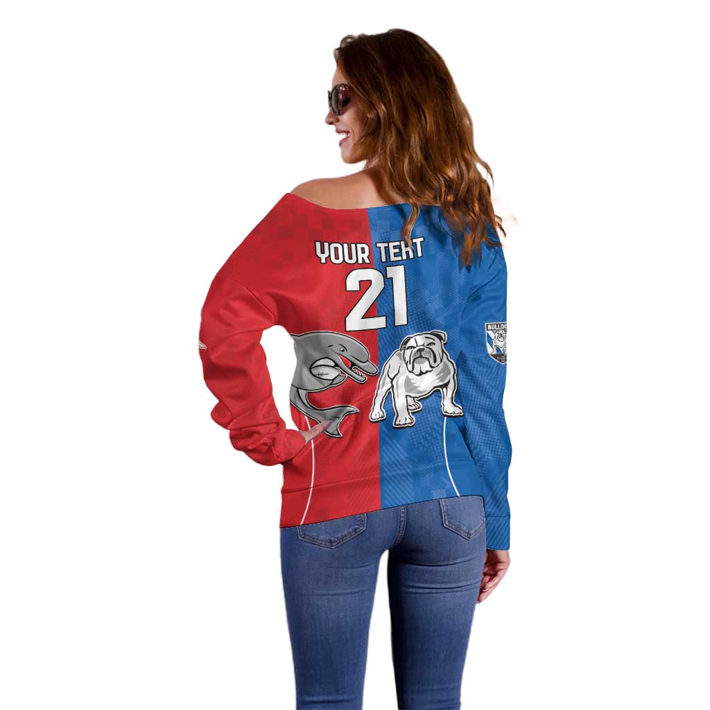 NRL Bulldogs and Dolphins Off Shoulder Sweater Sporty Style