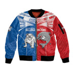 NRL Bulldogs and Dolphins Sleeve Zip Bomber Jacket Sporty Style