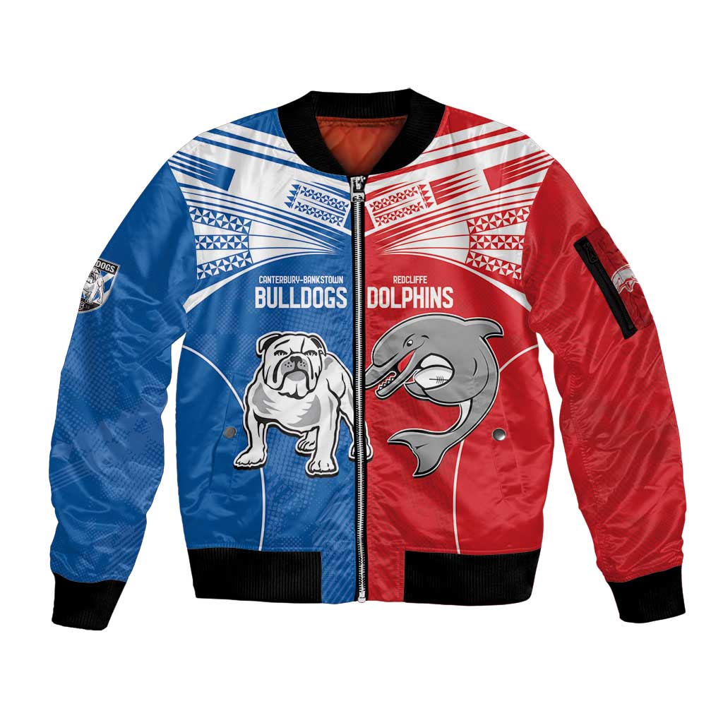 NRL Bulldogs and Dolphins Sleeve Zip Bomber Jacket Sporty Style