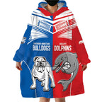 NRL Bulldogs and Dolphins Wearable Blanket Hoodie Sporty Style