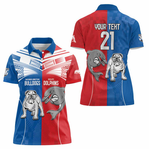 NRL Bulldogs and Dolphins Women Polo Shirt Sporty Style
