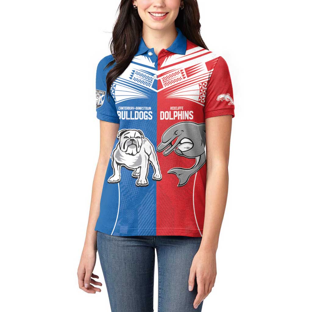 NRL Bulldogs and Dolphins Women Polo Shirt Sporty Style