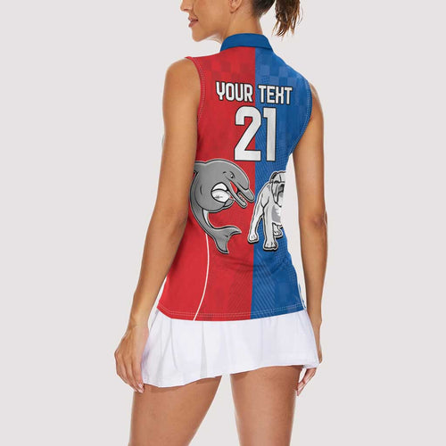 NRL Bulldogs and Dolphins Women Sleeveless Polo Shirt Sporty Style