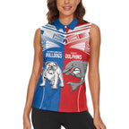 NRL Bulldogs and Dolphins Women Sleeveless Polo Shirt Sporty Style