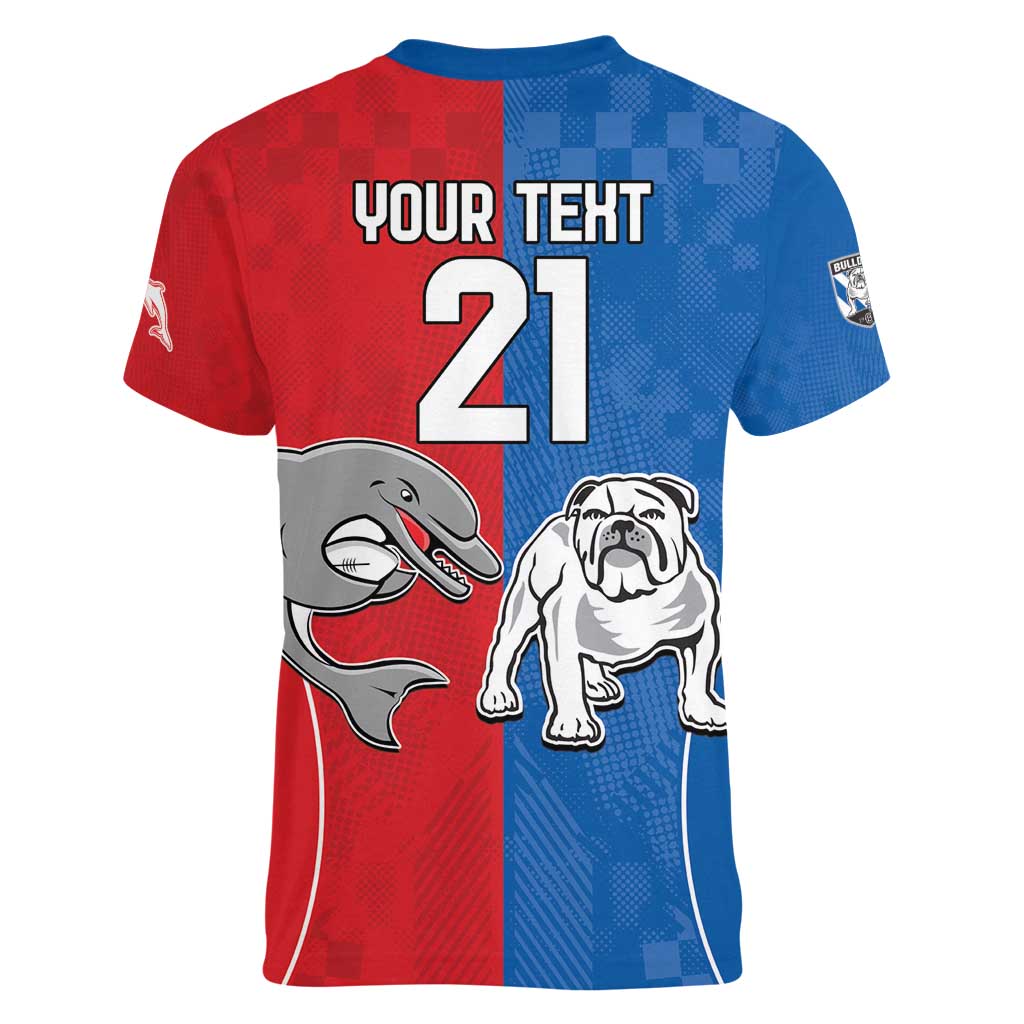 NRL Bulldogs and Dolphins Women V-Neck T-Shirt Sporty Style