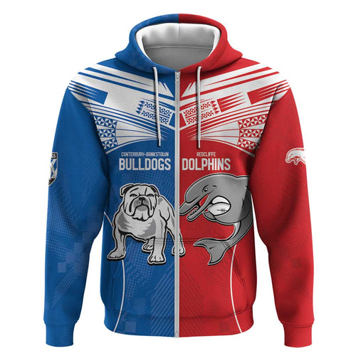 NRL Bulldogs and Dolphins Zip Hoodie Sporty Style