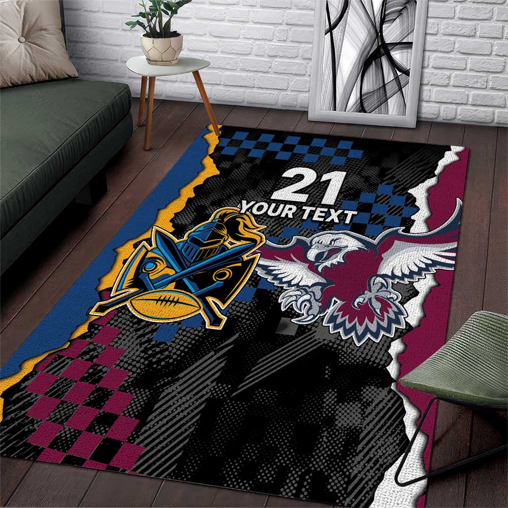 Titans and Manly Eagle Area Rug Rugby Together Sporty Style