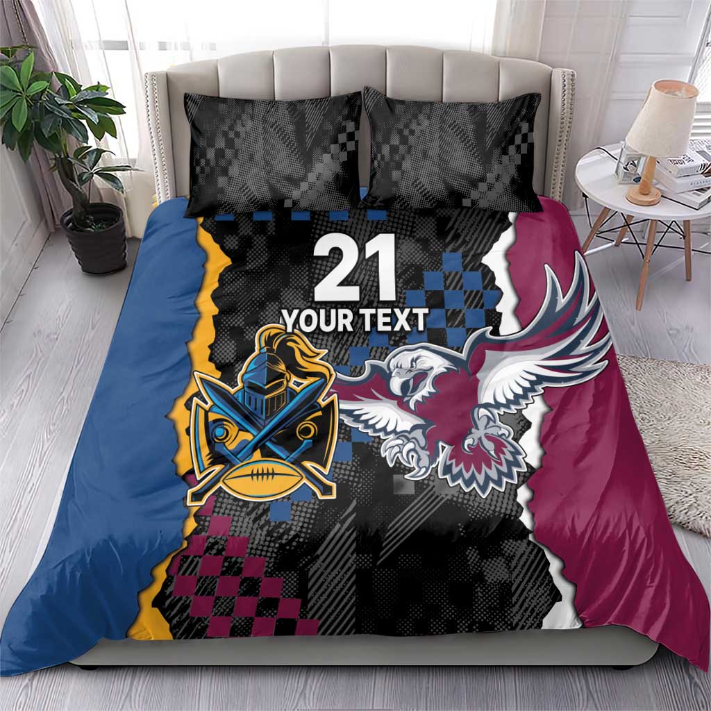 Titans and Manly Eagle Bedding Set Rugby Together Sporty Style