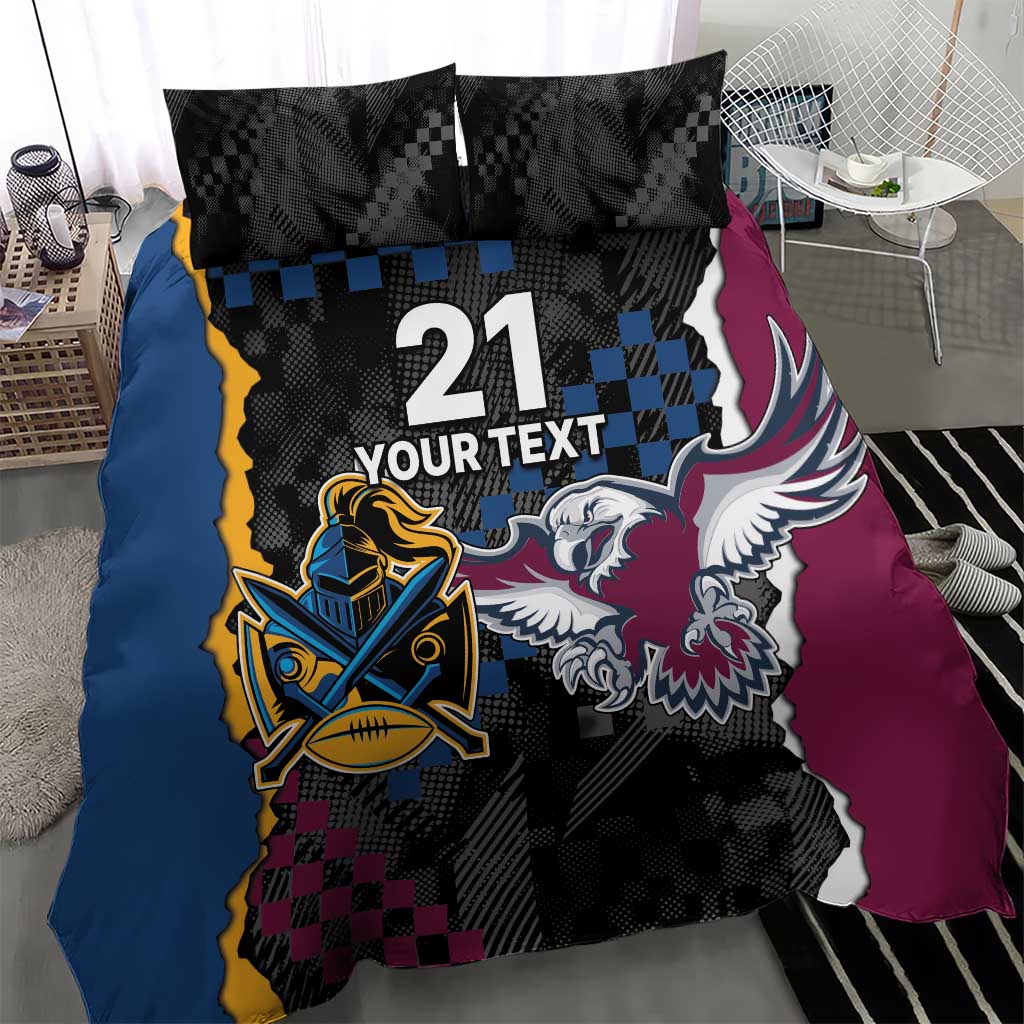 Titans and Manly Eagle Bedding Set Rugby Together Sporty Style