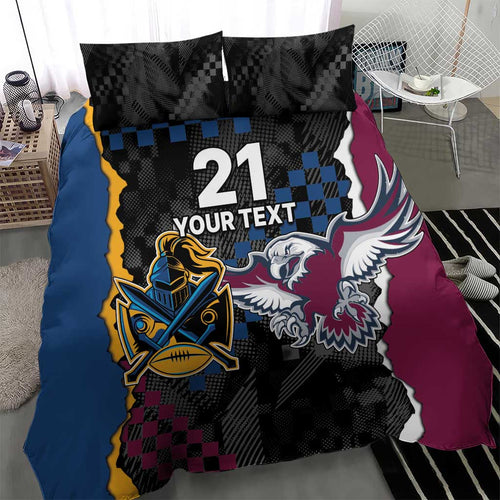 Titans and Manly Eagle Bedding Set Rugby Together Sporty Style