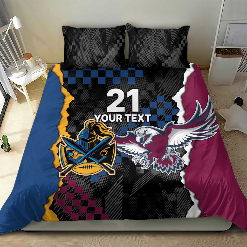 Titans and Manly Eagle Bedding Set Rugby Together Sporty Style