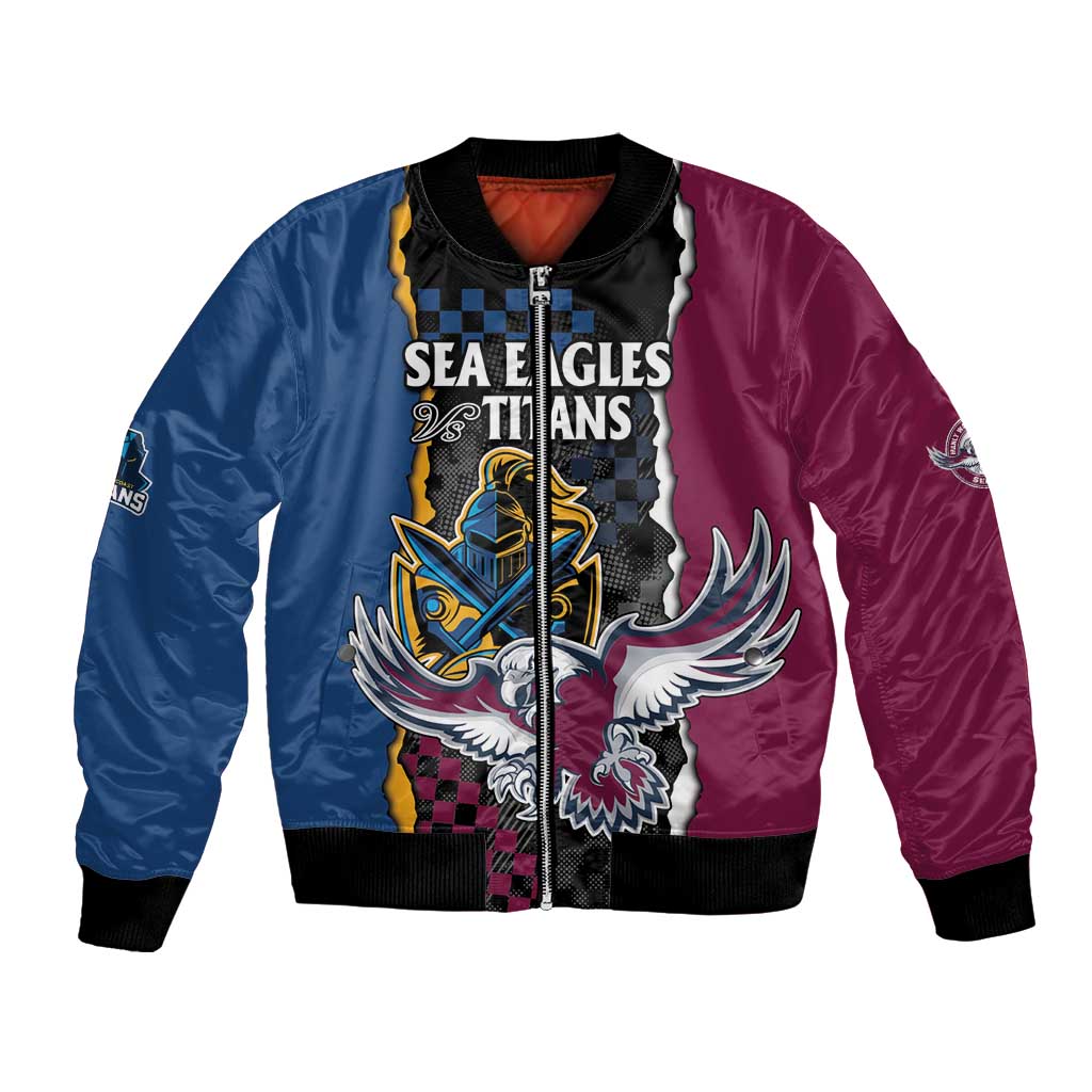 Titans and Manly Eagle Bomber Jacket Rugby Together Sporty Style