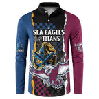 Titans and Manly Eagle Button Sweatshirt Rugby Together Sporty Style