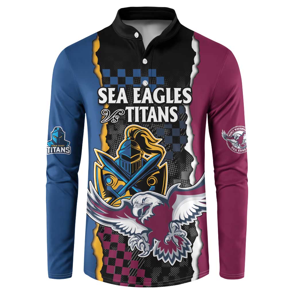 Titans and Manly Eagle Button Sweatshirt Rugby Together Sporty Style