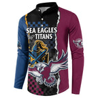 Titans and Manly Eagle Button Sweatshirt Rugby Together Sporty Style
