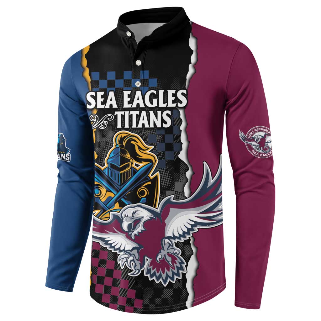 Titans and Manly Eagle Button Sweatshirt Rugby Together Sporty Style