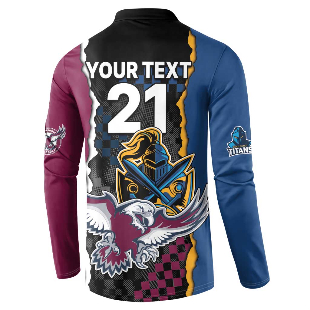 Titans and Manly Eagle Button Sweatshirt Rugby Together Sporty Style