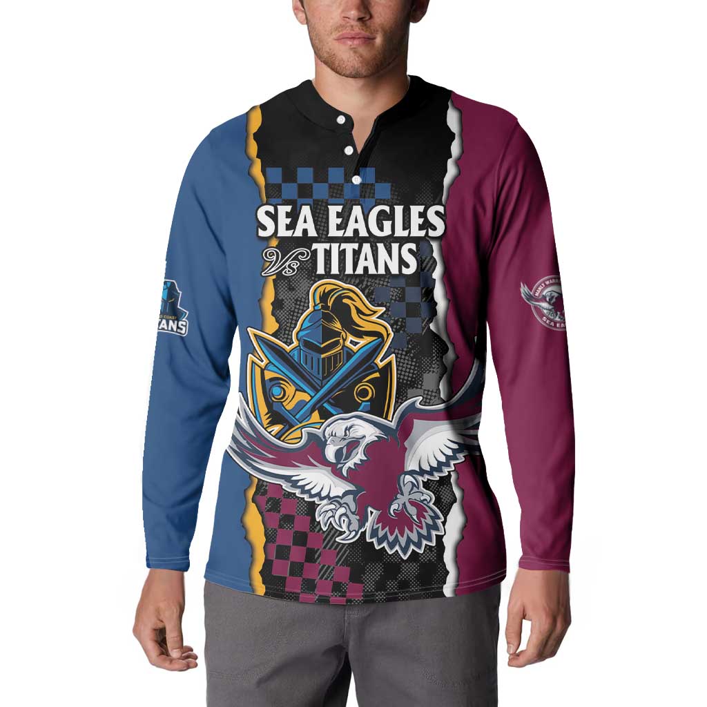 Titans and Manly Eagle Button Sweatshirt Rugby Together Sporty Style