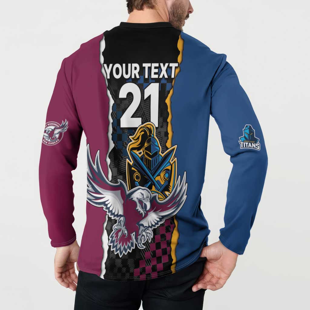 Titans and Manly Eagle Button Sweatshirt Rugby Together Sporty Style